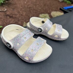 Toddler White sparkle crocs sandals